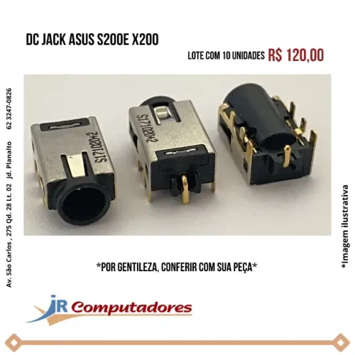 Conector DC JACK ASUS S200E , X200   - Lote com 10 unidades 