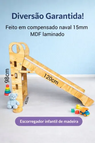 Escorregador infantil em madeira super resistente ideal para piscina de bolinhas