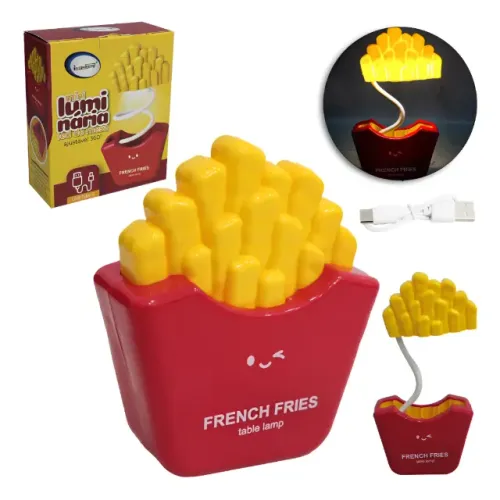Luminária Abajur Decorativa Batata Frita Fofa Criativa Presente Geek Escritório Mesa Cabec