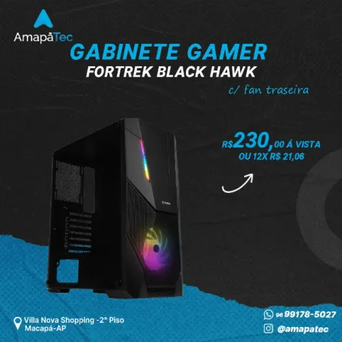 Gabinete Gamer Black Hawk RGB Fortrek