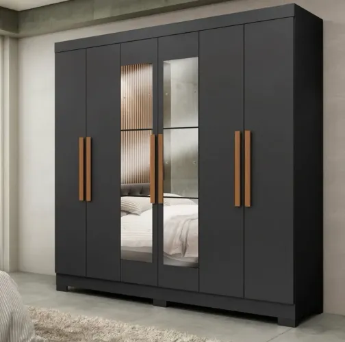 Guarda Roupa Ouro Maxel 100% MDF | 6 Portas e 2 Gavetas - Entrega Imediata!