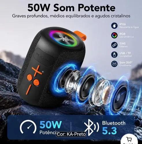 Caixa de som potente a prova d'água 