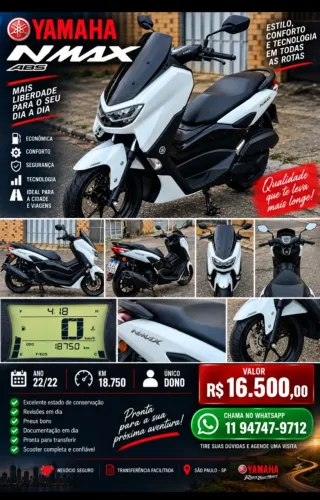 YAMAHA NMAX ÚNICO DONO, BAIXO KM
