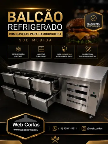 Balcão refrigerado industrial em aço inox, Direto da fábrica, (Faça um orçamento)