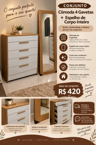 CÔMODA e ESPELHO DE CORPO TODO
