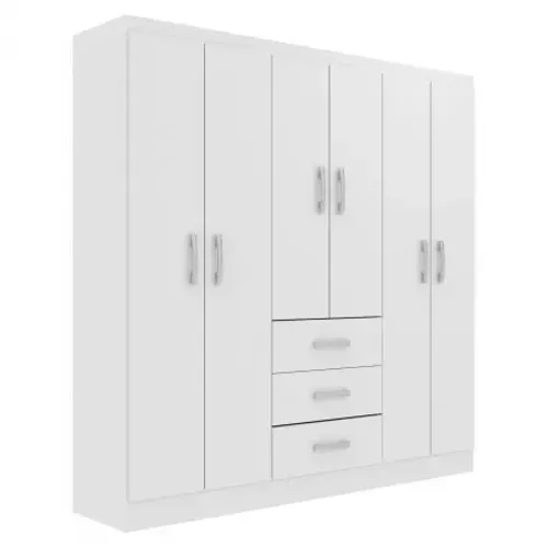 Guarda Roupa Sevilha 6Pts Evidência Branco - Entrega Rápida!