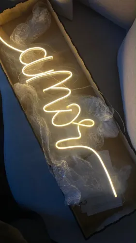 Letreiro, Placa Led, Amor 90cm X 30cm Quente