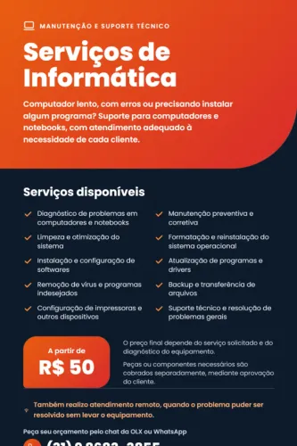 SERVIÇOS DE INFORMÁTICA - COMPUTADORES E NOTEBOOKS
