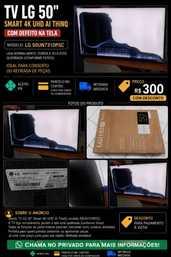 TV LG 50" Smart 4K AI ThinQ