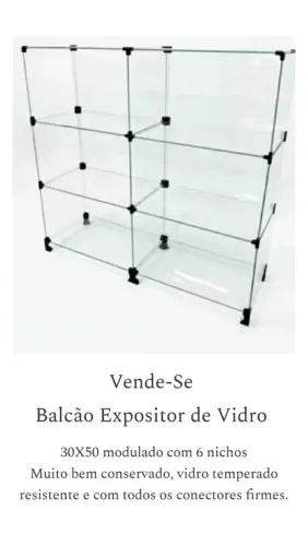 Balcão Expositor de vidro 