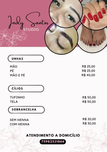 Manicure, cílios e sobrancelha a domicílio 