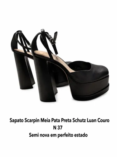 Sapato Scarpin Meia Pata Preta Schutz Luan Couro