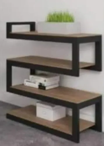 ESTANTE RACK DESIGN INDUSTRIAL EM ACO E MADEIRA