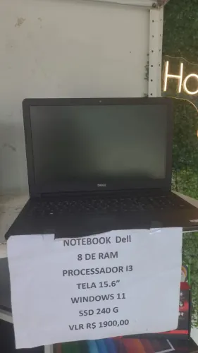 Notebook dell 15" i3 8 de ram ssd 240 gigas