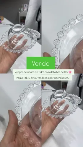 Xícara de vidro com detalhes em flor
