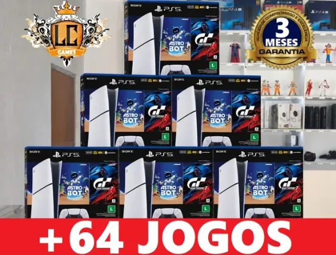 PS5 SLIM 1TB DIGITAL COM 64 JOGOS e GARANTIA O3 MES e BRINDES I LOJA FISICA