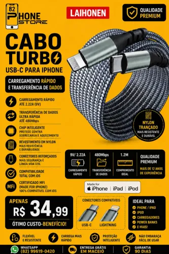 Cabo Para iPhone Ótima Qualidade Entrega Grátis