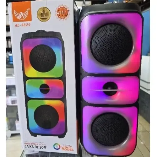 Caixa de som potente completa 50w com bluetooth rádio pendreve recarregável bivolt