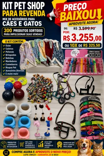 Kit Pet Shop Para Revenda Mix De Acessórios Para Cães E Gato