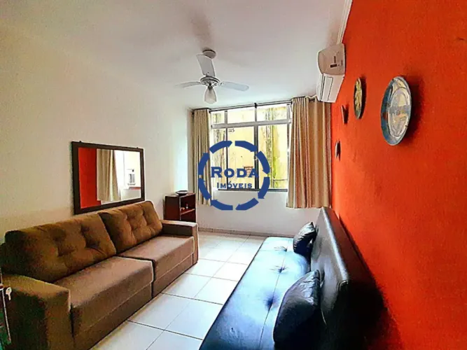 Apartamento mobiliado para aluguel no Boqueirão (Santos) - Vista Mar, 1 dorm, 1 vaga