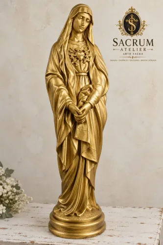 Nossa Senhora das dores 31cm dourada em gesso