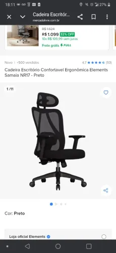 Cadeira Escritório Ergonômica Genebra B500 e G500 Luvinco com Suporte Lombar Estofado Mesh