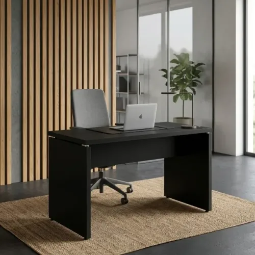 Mesa Escritório 150x60 Preta Sem Gavetas Estrutura Reforçada Ideal Home Office 26006