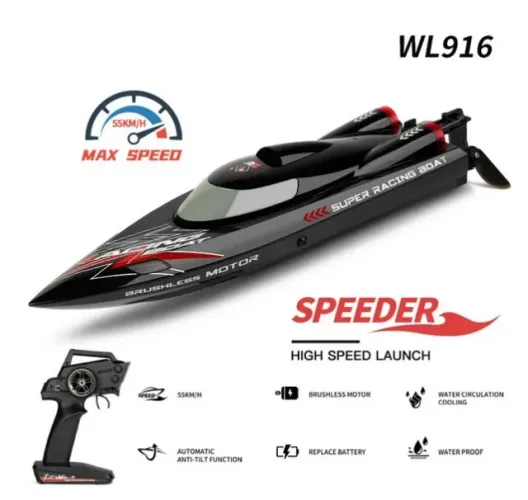 Lancha Barco Wltoys Wl916 com Rádio Controle, Bateria e Carregador - 55km/h - Muito Top!