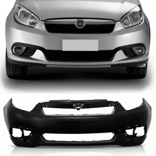 Parachoque Fiat Grand Siena 2012 à 2021 - Furo Farol Auxiliar - Preto Liso - DTS