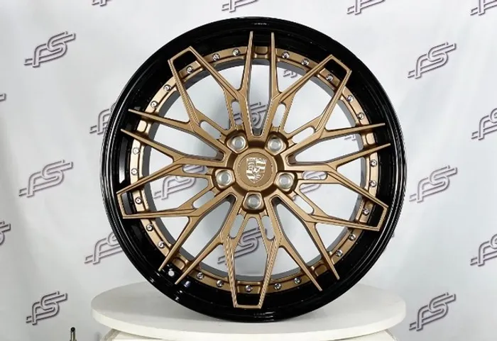 Rodas Porsche GT3 Forged 2 Peças Bronze Borda Preta 5x130 - 20X9,5 e 20x12