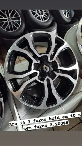 Aro 14 novas 3 furos kwid em 10 x sem juros furacão 4x100 