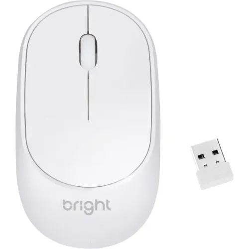 Mouse Sem Fio Bright MS001 Branco - WZetta