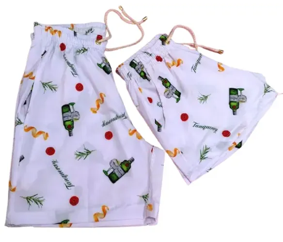 Short Kit Casal 2 Shorts Tactel Elastano Moda Praia Mozão estampa Gin Alecrim