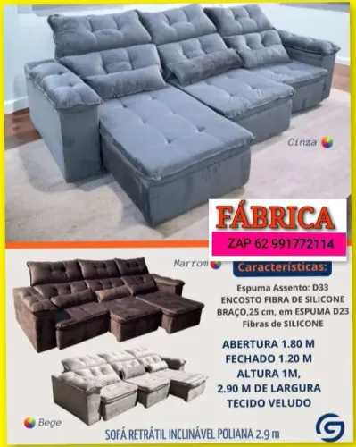 Sofá Retrátil E Reclinável 2.90 Largura FRETE GRÁTIS COBRIMOS OFERTAS DA OLX