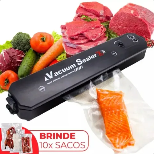 Seladora De Embalagem A Vacuo Portátil De Alimentos Bivolt Cor Preto 110V/220V