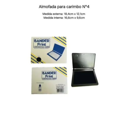 Almofada para Carimbo - Carimbeira N°4 Grande com Tinta Preta
