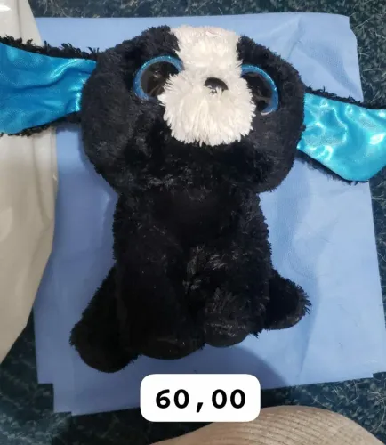 Pelúcia Beanie Boos Ty Tracey Cachorro Dtc 15cm - Cor: Preto <br><br> Azul - Colecionável