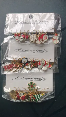 Brincos de Natal cartela 5 pares