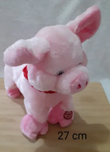Pelúcia de Porquinho Rosa - 27 cm, dança e toca música, antigo em ótimo estado
