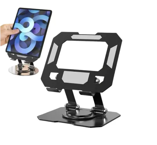 Suporte De Mesa Giratório 360° Alumínio Para Tablet iPad Preto