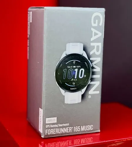 Garmin Relógio Forerunner 165 Music - 010-02863-31 - Mist Gray / Whitestone - 43MM - Novo