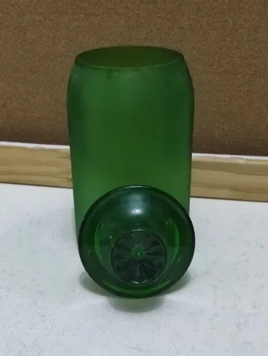 Antigo Pote de Vidro Fumê Verde - 14 cm<br>