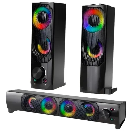Caixa De Som Para Computador e Notebook 2x1 - Barra ou Par Potência 12w Rms