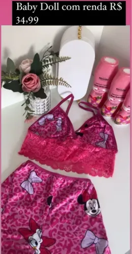Baby Doll com Renda Rosa