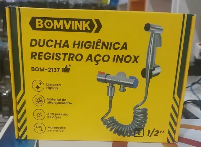 Ducha Higiênica Registro Aço Inox Bomvink