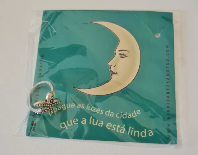 Anel Estrela do Mar Prata - Hippie Artesanato