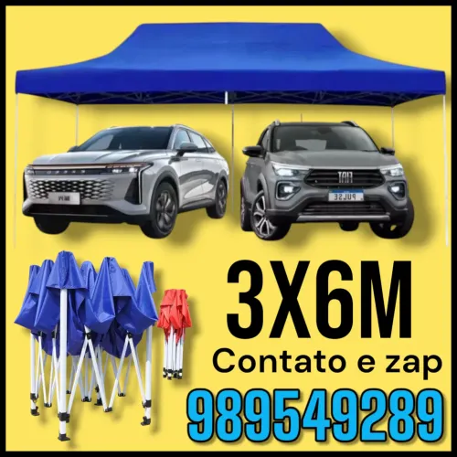 Tenda reforçada 6x3m sanfonada extra fonte azul ou vermelho 