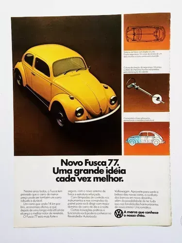 VW Fusca 1200, 1300, 1500 ou 1600 - Propaganda original de revista de época