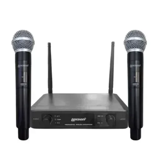 Microfone Profissional Sem Fio Duplo Uhf Lexsen Lm502 648 Hz Cor Preto