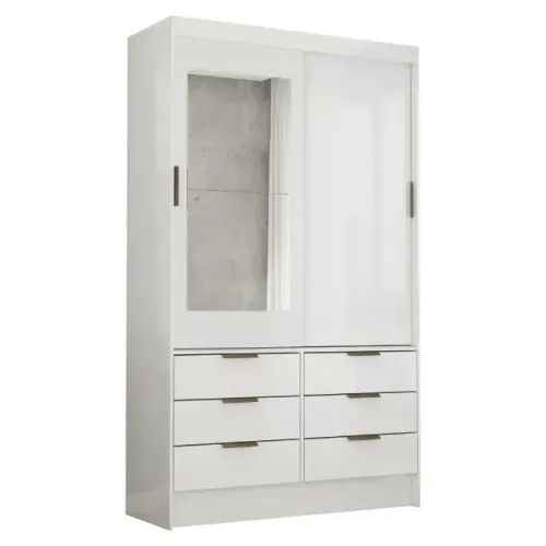 Guarda Roupa Sevilha 2Pts 6Gvs com Espelho Branco Carioca - Entrega Rápida! 